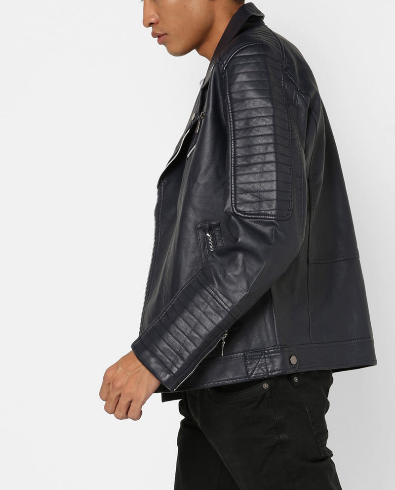 Biker Jacket - Men Real Lambskin Motorcycle Leather Biker Jacket KM664 - Koza Leathers