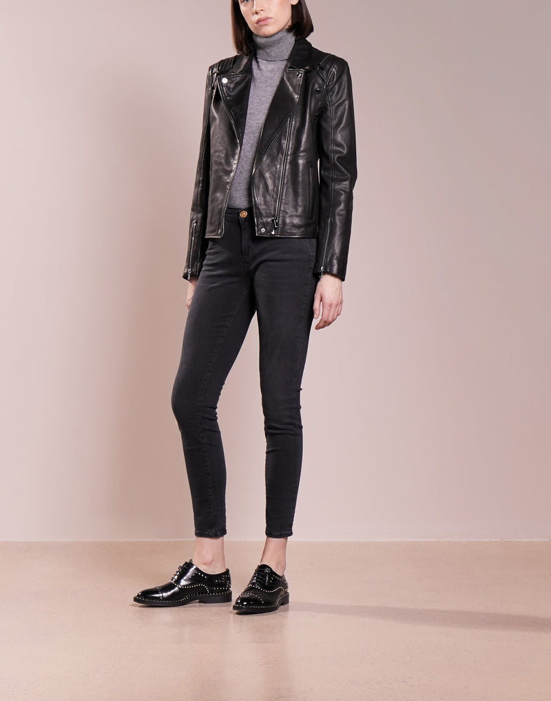 Biker / Motorcycle Jacket - Women Real Lambskin Leather Biker Jacket KW249 - Koza Leathers