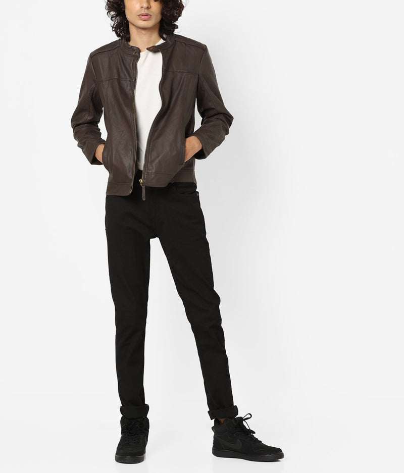 Biker Jacket - Men Real Lambskin Motorcycle Leather Biker Jacket KM665 - Koza Leathers