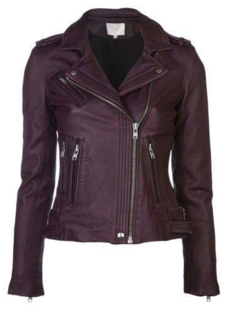 Biker / Motorcycle Jacket - Women Real Lambskin Leather Biker Jacket KW496 - Koza Leathers