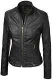 Biker / Motorcycle Jacket - Women Real Lambskin Leather Biker Jacket KW427 - Koza Leathers