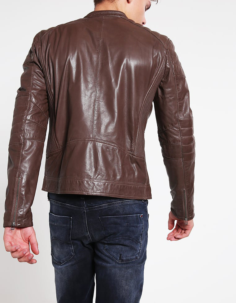 Biker Jacket - Men Real Lambskin Motorcycle Leather Biker Jacket KM297 - Koza Leathers