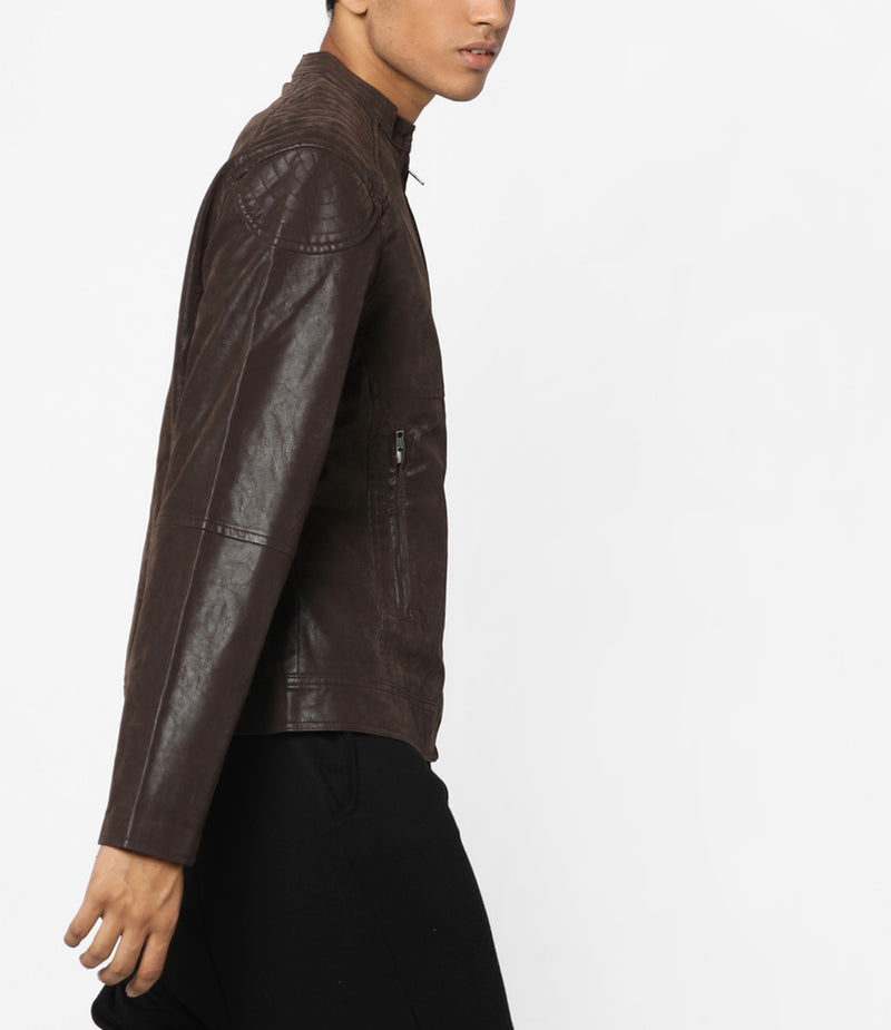 Biker Jacket - Men Real Lambskin Motorcycle Leather Biker Jacket KM666 - Koza Leathers