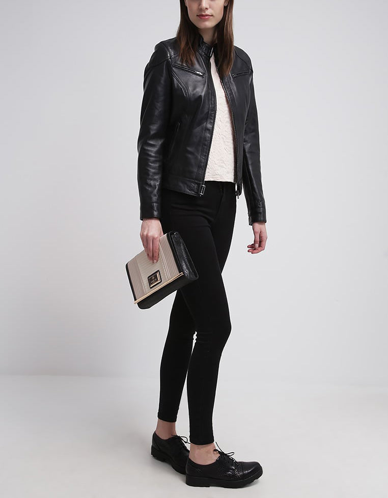 Biker / Motorcycle Jacket - Women Real Lambskin Leather Biker Jacket KW251 - Koza Leathers