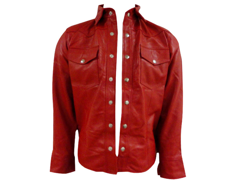 Men's Genuine Lambskin Leather Shirt Jacket MSH009