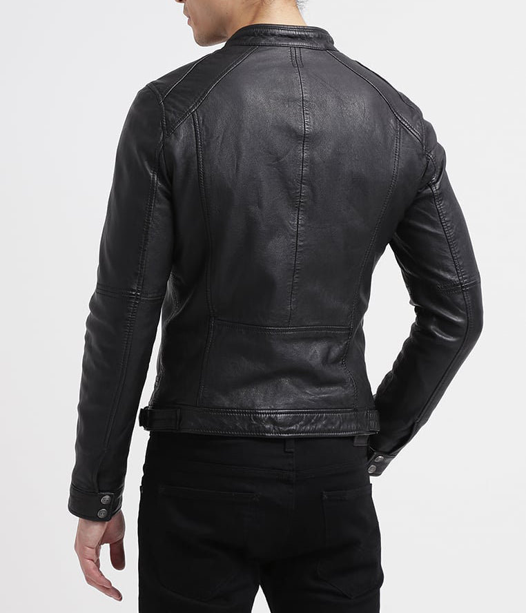 Biker Jacket - Men Real Lambskin Motorcycle Leather Biker Jacket KM234 - Koza Leathers