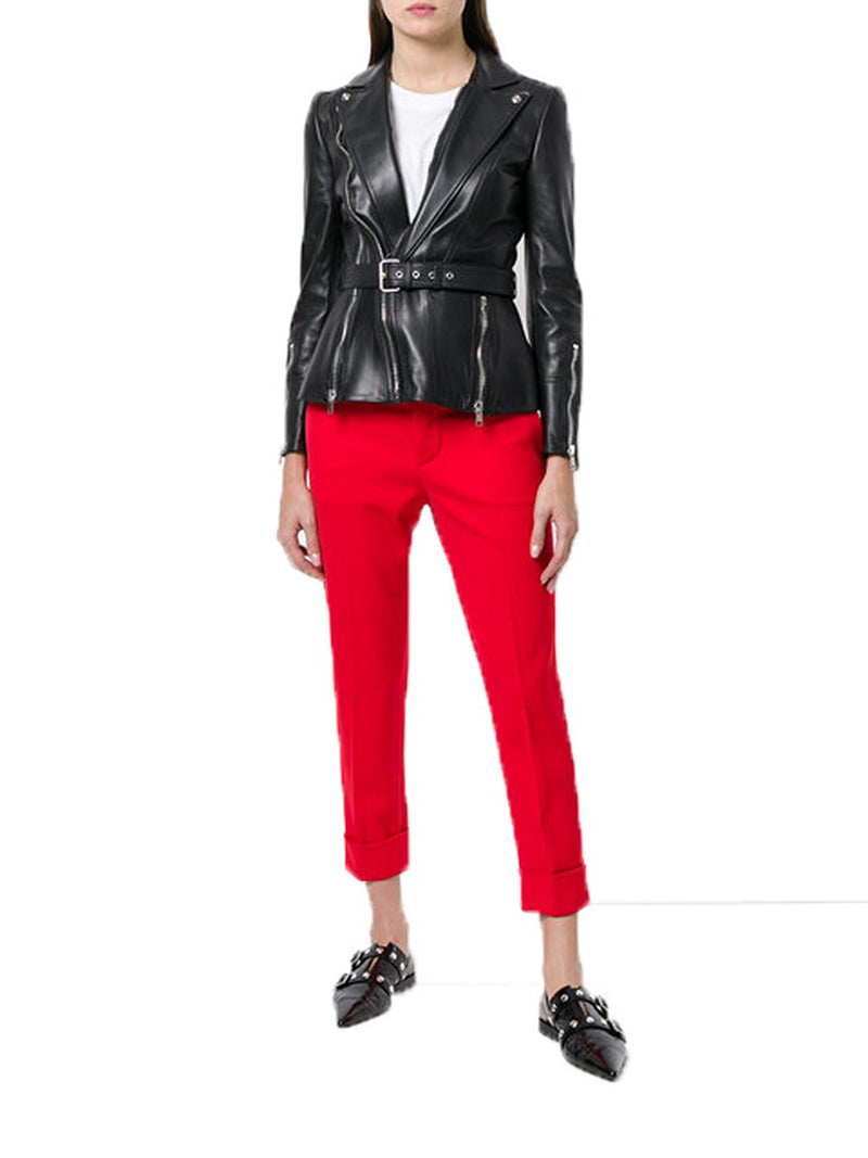 Biker / Motorcycle Jacket - Women Real Lambskin Leather Biker Jacket KW544 - Koza Leathers