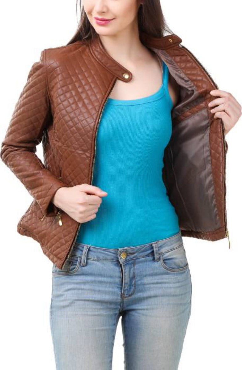 Biker / Motorcycle Jacket - Women Real Lambskin Leather Biker Jacket KW380 - Koza Leathers