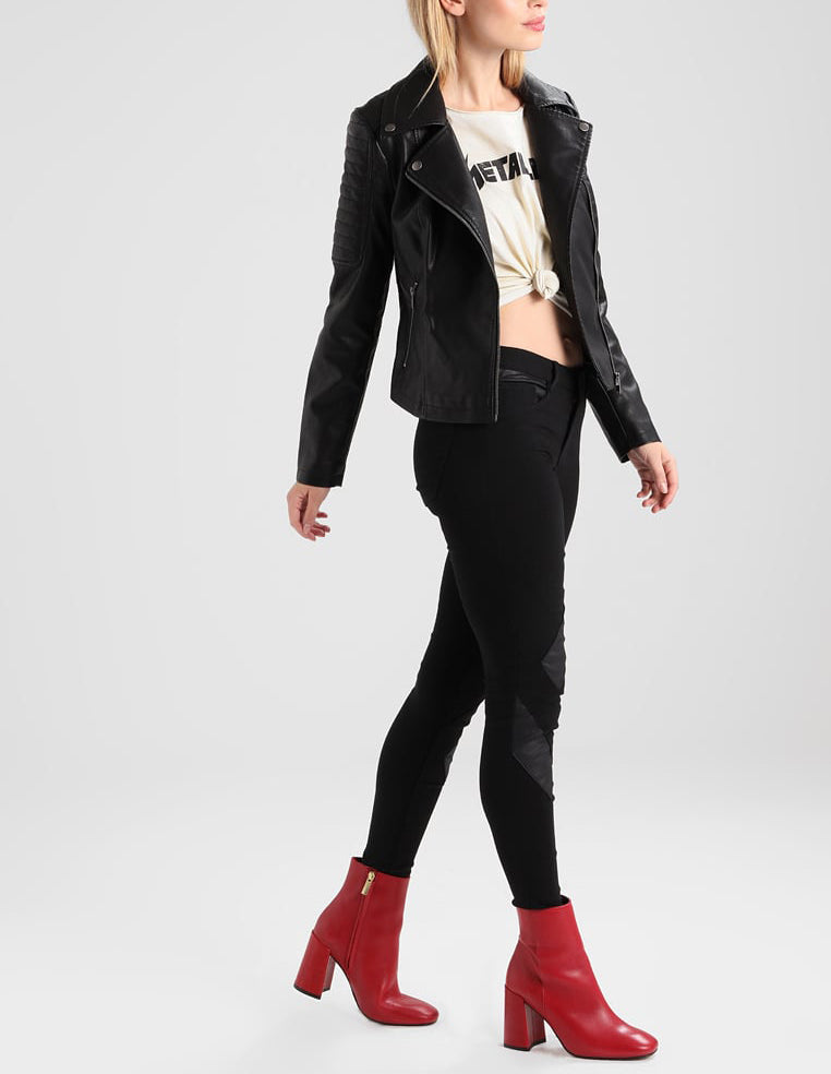 Biker / Motorcycle Jacket - Women Real Lambskin Leather Biker Jacket KW191 - Koza Leathers