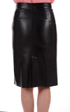 Knee Length Skirt - Women Real Lambskin Leather Slim Fit Skirt WS046 - Koza Leathers