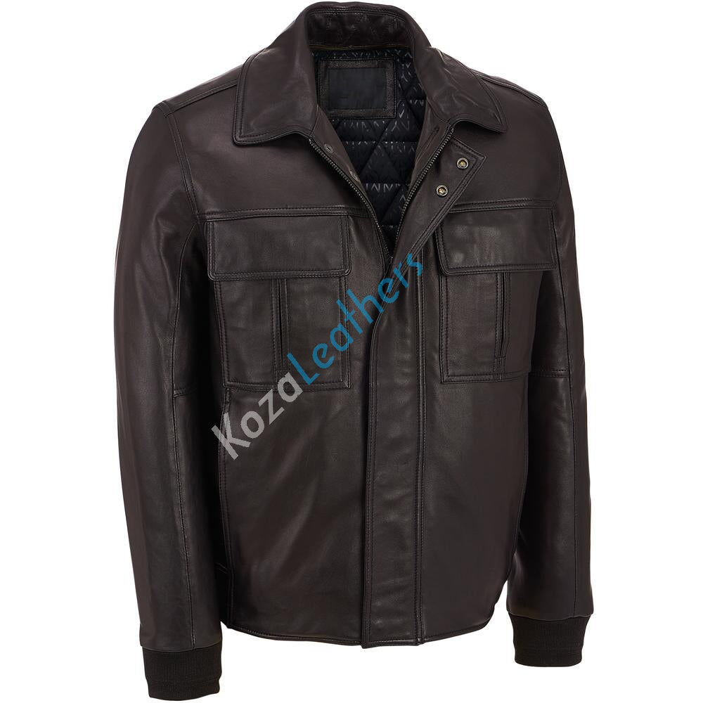 Koza Leathers Men's Genuine Lambskin Bomber Leather Jacket NJ040