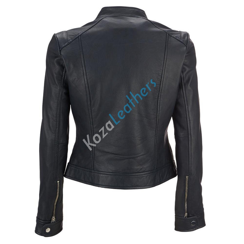 Biker / Motorcycle Jacket - Women Real Lambskin Leather Biker Jacket KW152 - Koza Leathers
