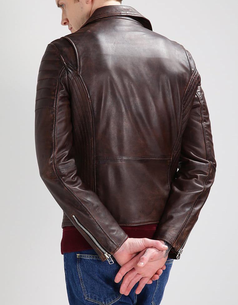 Biker Jacket - Men Real Lambskin Motorcycle Leather Biker Jacket KM298 - Koza Leathers