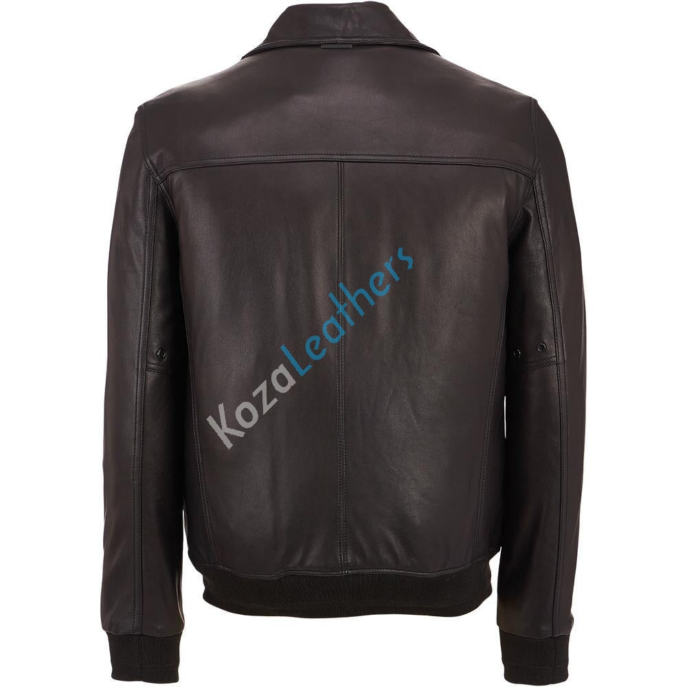 Koza Leathers Men's Genuine Lambskin Bomber Leather Jacket NJ040
