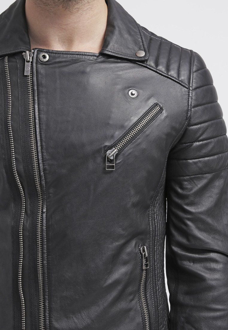 Biker Jacket - Men Real Lambskin Leather Jacket KM028 - Koza Leathers