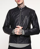 Biker Jacket - Men Real Lambskin Motorcycle Leather Biker Jacket KM299 - Koza Leathers