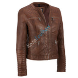 Biker / Motorcycle Jacket - Women Real Lambskin Leather Biker Jacket KW153 - Koza Leathers