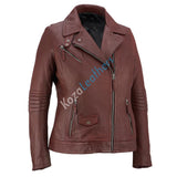 Biker / Motorcycle Jacket - Women Real Lambskin Leather Biker Jacket KW154 - Koza Leathers