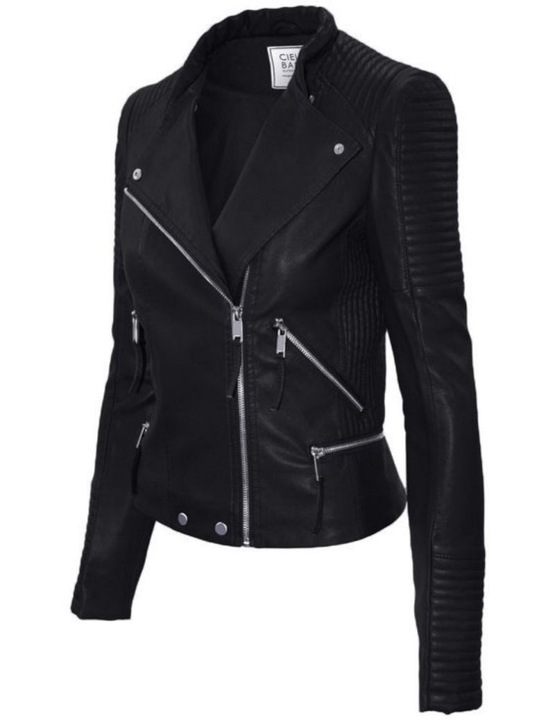 Biker / Motorcycle Jacket - Women Real Lambskin Leather Biker Jacket KW345 - Koza Leathers