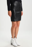 Knee Length Skirt - Women Real Lambskin Leather Slim Fit Skirt WS099 - Koza Leathers
