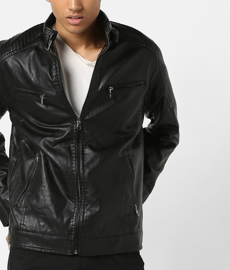 Biker Jacket - Men Real Lambskin Motorcycle Leather Biker Jacket KM669 - Koza Leathers