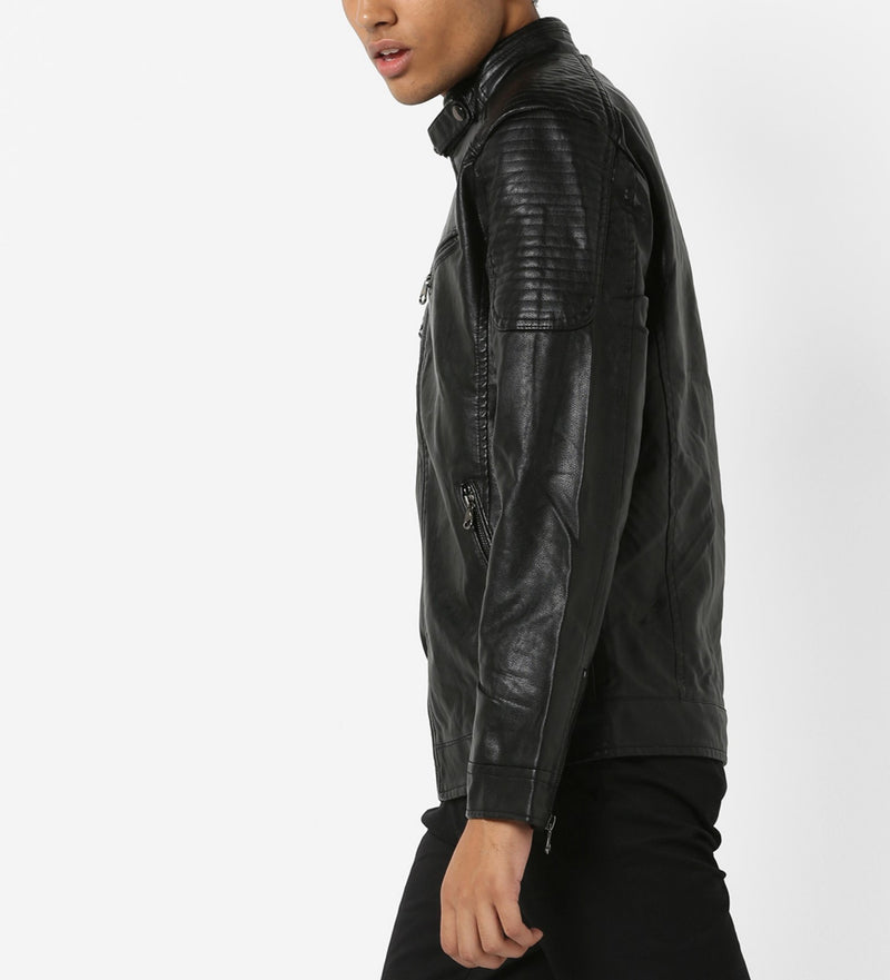 Biker Jacket - Men Real Lambskin Motorcycle Leather Biker Jacket KM669 - Koza Leathers