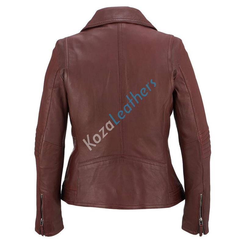 Biker / Motorcycle Jacket - Women Real Lambskin Leather Biker Jacket KW154 - Koza Leathers