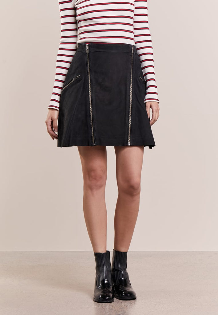 Knee Length Skirt - Women Real Lambskin Leather Slim Fit Skirt WS100 - Koza Leathers