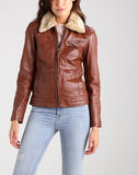 Biker / Motorcycle Jacket - Women Real Lambskin Leather Biker Jacket KW255 - Koza Leathers