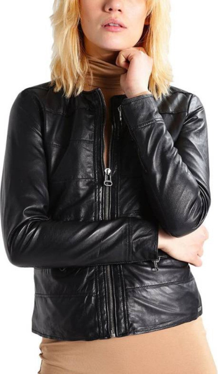 Biker / Motorcycle Jacket - Women Real Lambskin Leather Biker Jacket KW431 - Koza Leathers