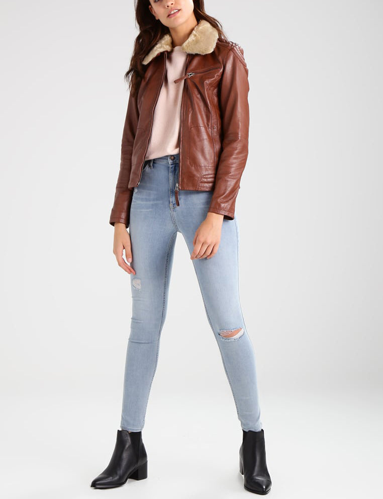 Biker / Motorcycle Jacket - Women Real Lambskin Leather Biker Jacket KW255 - Koza Leathers