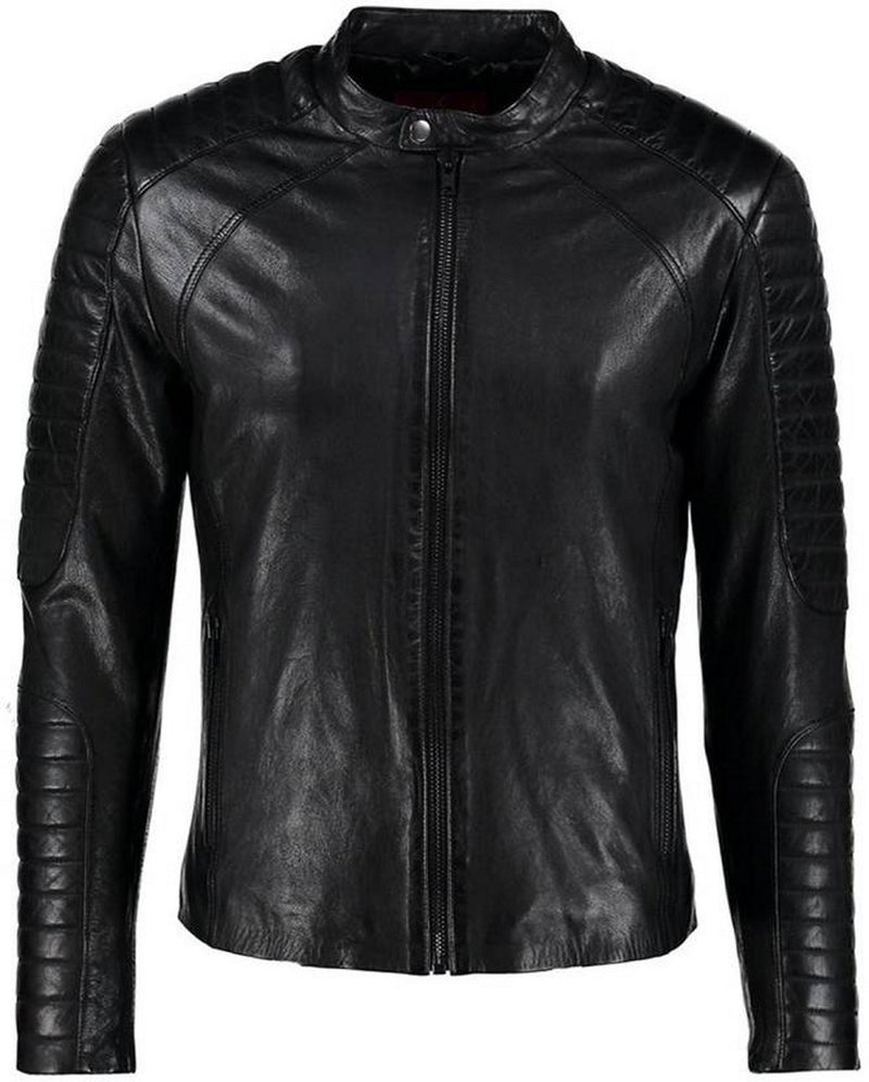 Biker Jacket - Men Real Lambskin Motorcycle Leather Biker Jacket KM450 - Koza Leathers