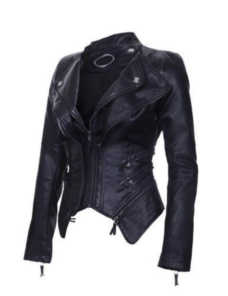 Biker / Motorcycle Jacket - Women Real Lambskin Leather Biker Jacket KW347 - Koza Leathers