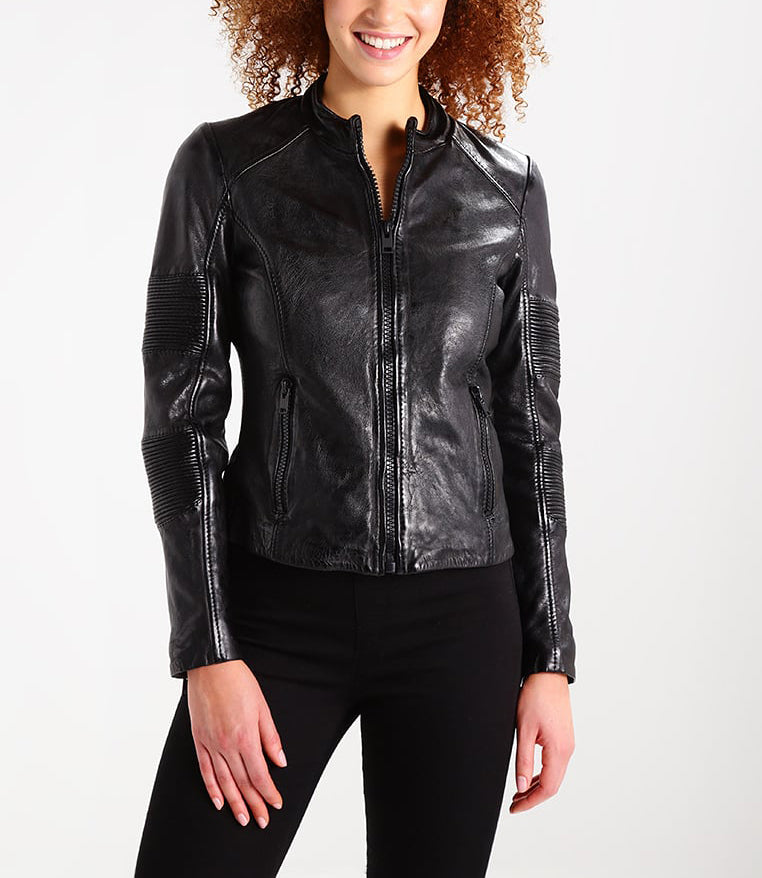 Biker / Motorcycle Jacket - Women Real Lambskin Leather Biker Jacket KW256 - Koza Leathers