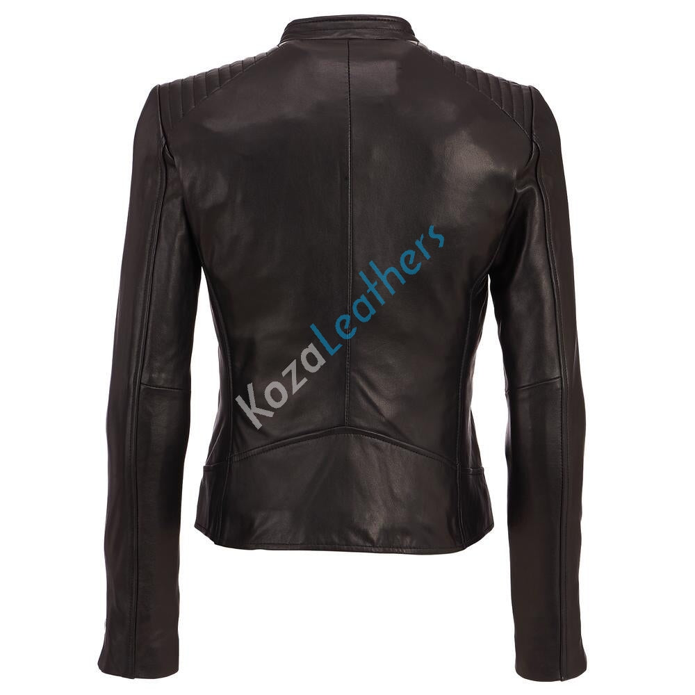 Biker / Motorcycle Jacket - Women Real Lambskin Leather Biker Jacket KW156 - Koza Leathers