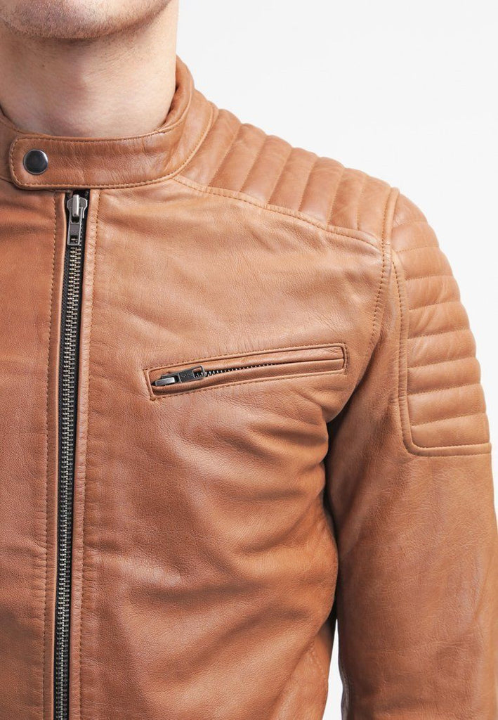 Biker Jacket - Men Real Lambskin Leather Jacket KM030 - Koza Leathers