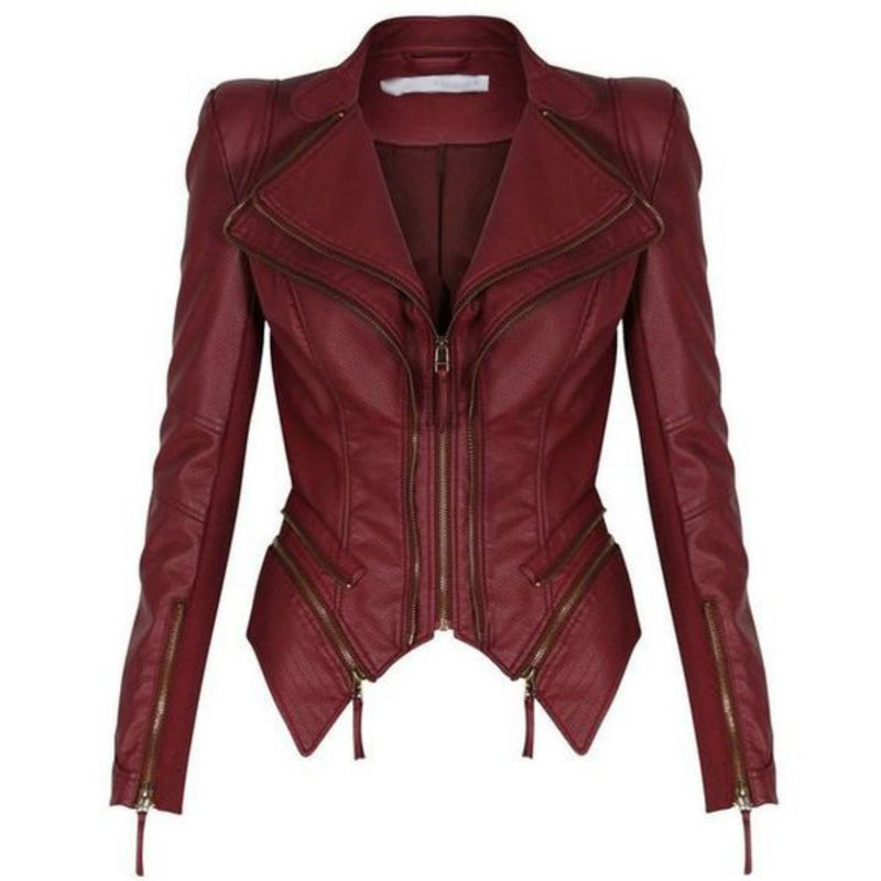 Biker / Motorcycle Jacket - Women Real Lambskin Leather Biker Jacket KW348 - Koza Leathers