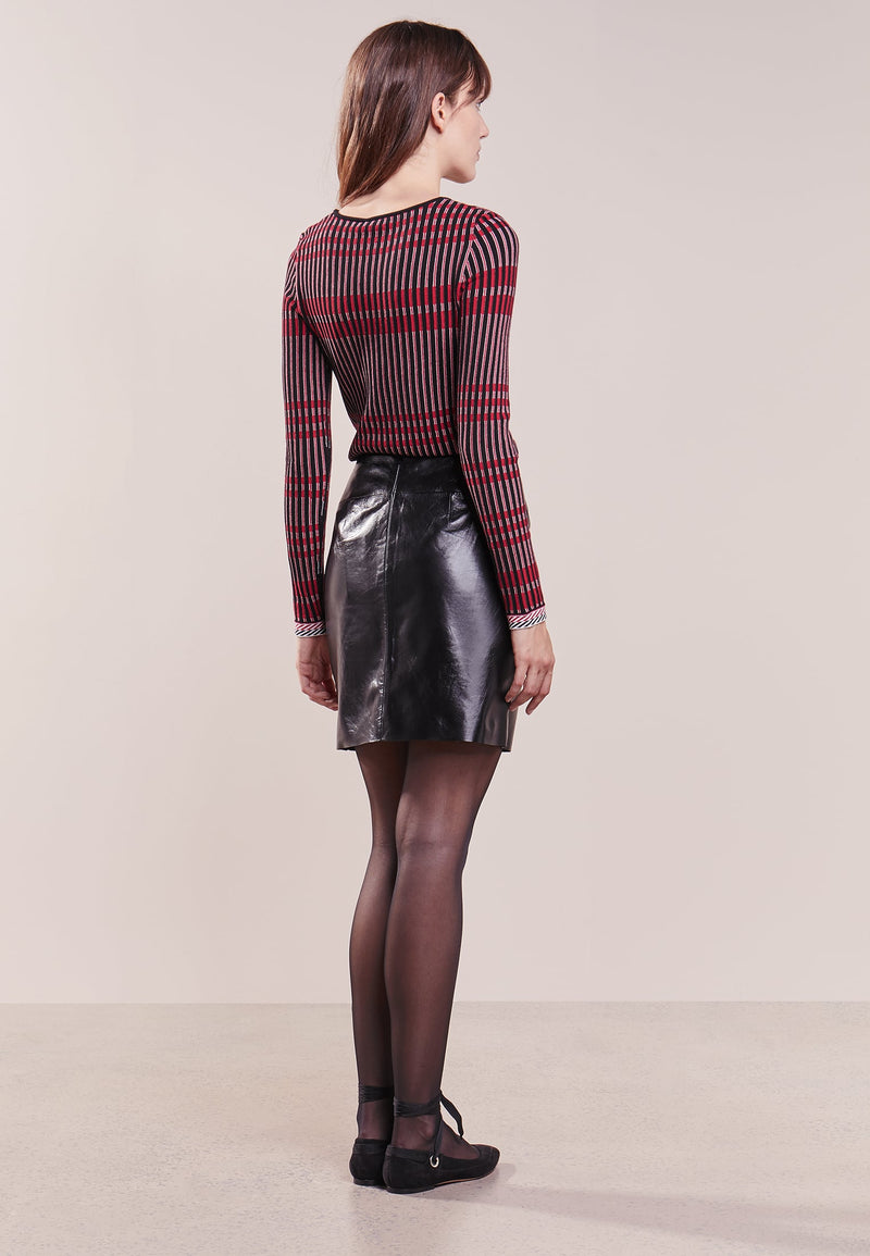 Knee Length Skirt - Women Real Lambskin Leather Slim Fit Skirt WS102 - Koza Leathers