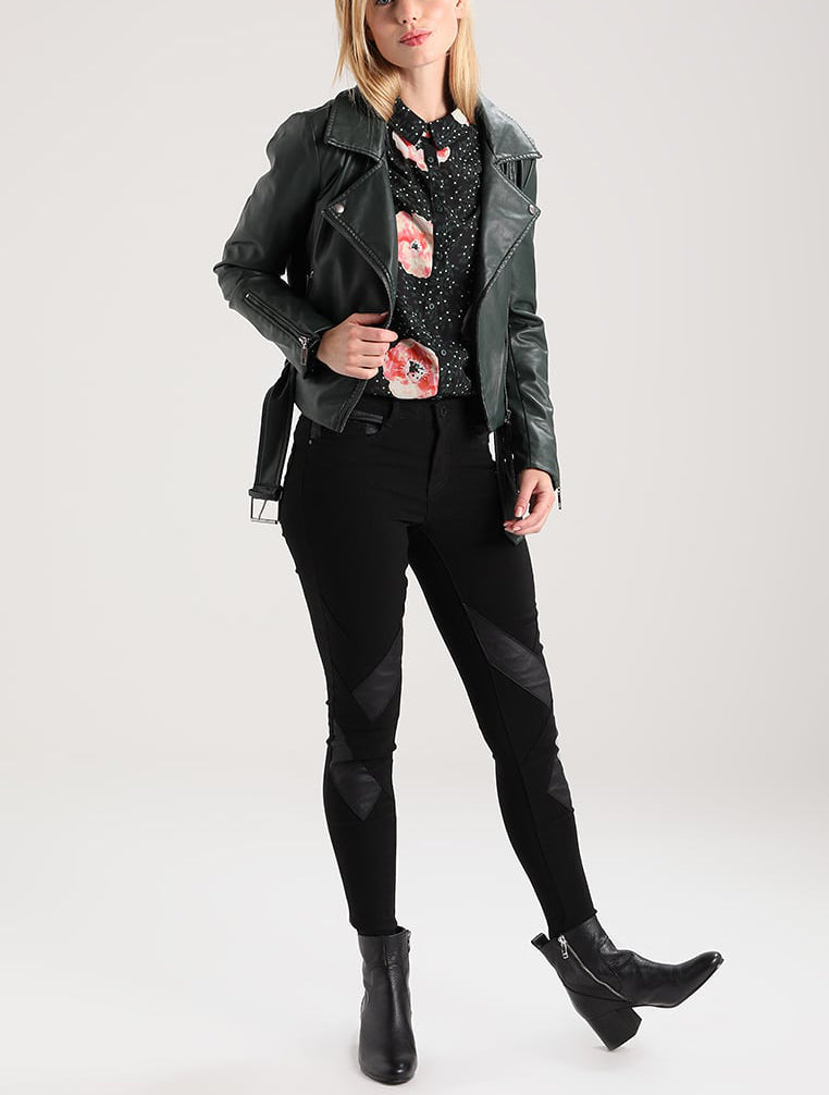 Biker / Motorcycle Jacket - Women Real Lambskin Leather Biker Jacket KW257 - Koza Leathers