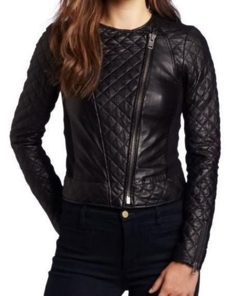 Biker / Motorcycle Jacket - Women Real Lambskin Leather Biker Jacket KW502 - Koza Leathers