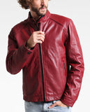 Biker Jacket - Men Real Lambskin Motorcycle Leather Biker Jacket KM304 - Koza Leathers