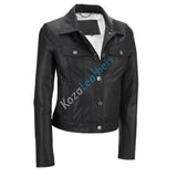 Koza Leathers Women's Real Lambskin Leather Bomber Jacket KW158