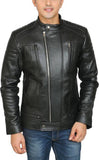 Biker Jacket - Men Real Lambskin Motorcycle Leather Biker Jacket KM452 - Koza Leathers
