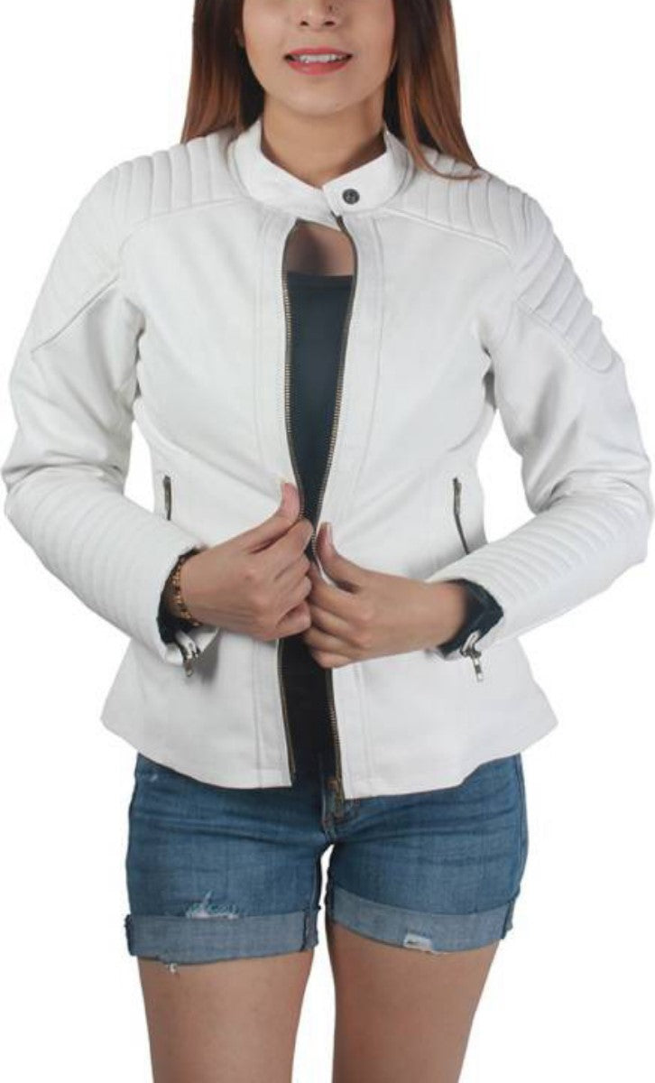 Biker / Motorcycle Jacket - Women Real Lambskin Leather Biker Jacket KW434 - Koza Leathers