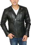 Biker Jacket - Men Real Lambskin Motorcycle Leather Biker Jacket KM452 - Koza Leathers
