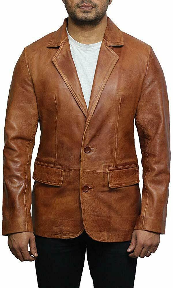 Koza Leathers Men's Real Lambskin Leather Blazer KB135