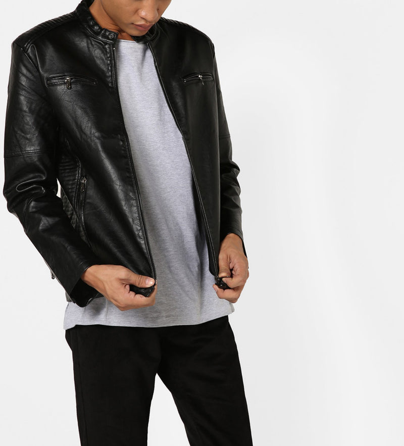 Biker Jacket - Men Real Lambskin Motorcycle Leather Biker Jacket KM674 - Koza Leathers