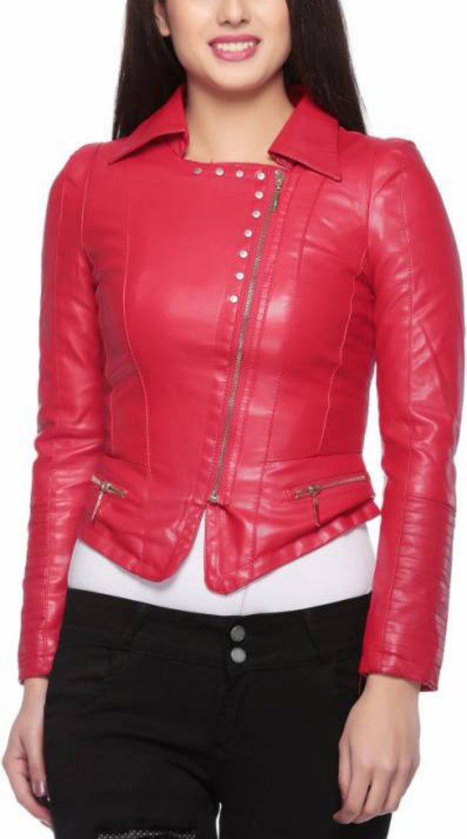 Biker / Motorcycle Jacket - Women Real Lambskin Leather Biker Jacket KW435 - Koza Leathers