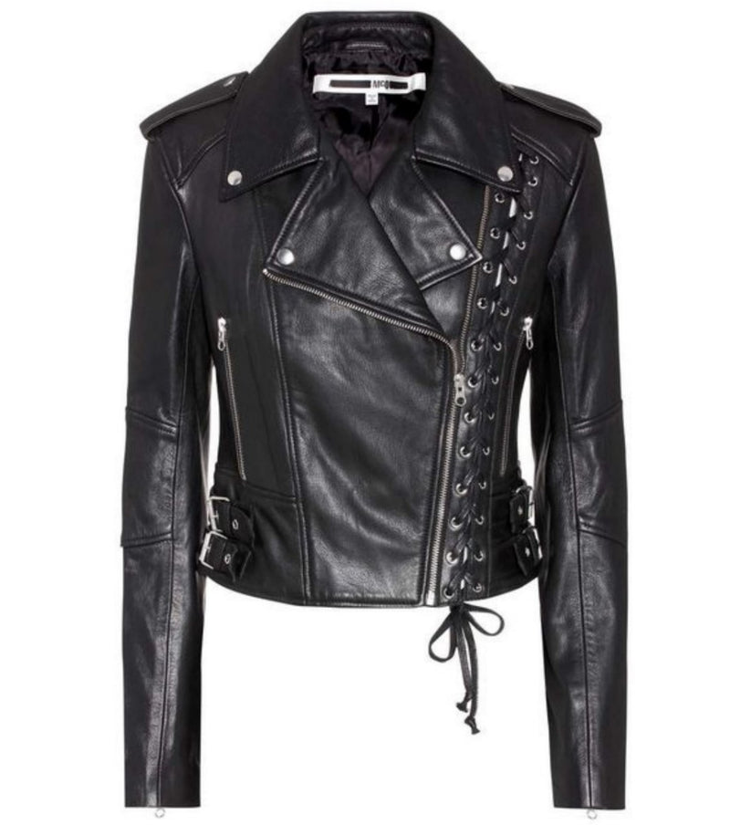 Biker / Motorcycle Jacket - Women Real Lambskin Leather Biker Jacket KW503 - Koza Leathers