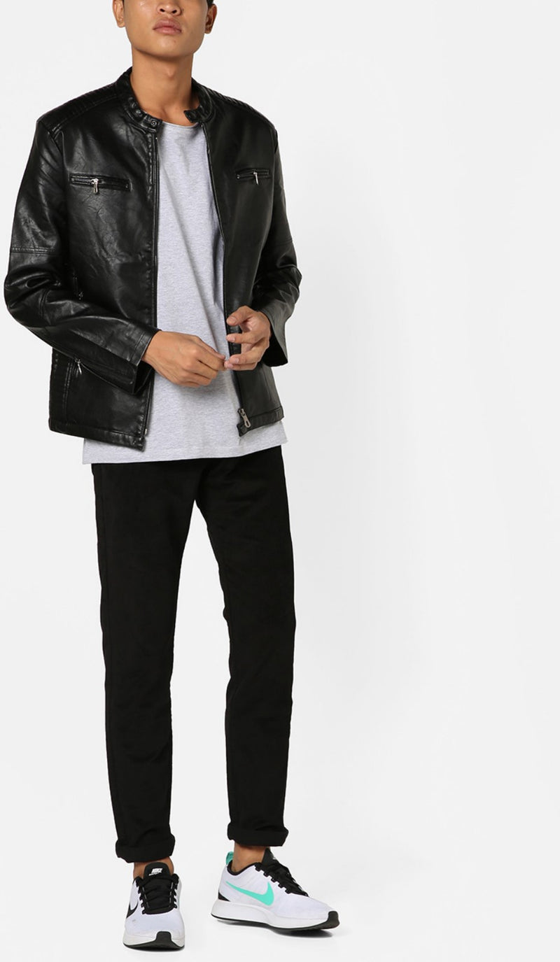 Biker Jacket - Men Real Lambskin Motorcycle Leather Biker Jacket KM674 - Koza Leathers